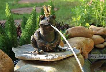 small bronze sculpture and fountain